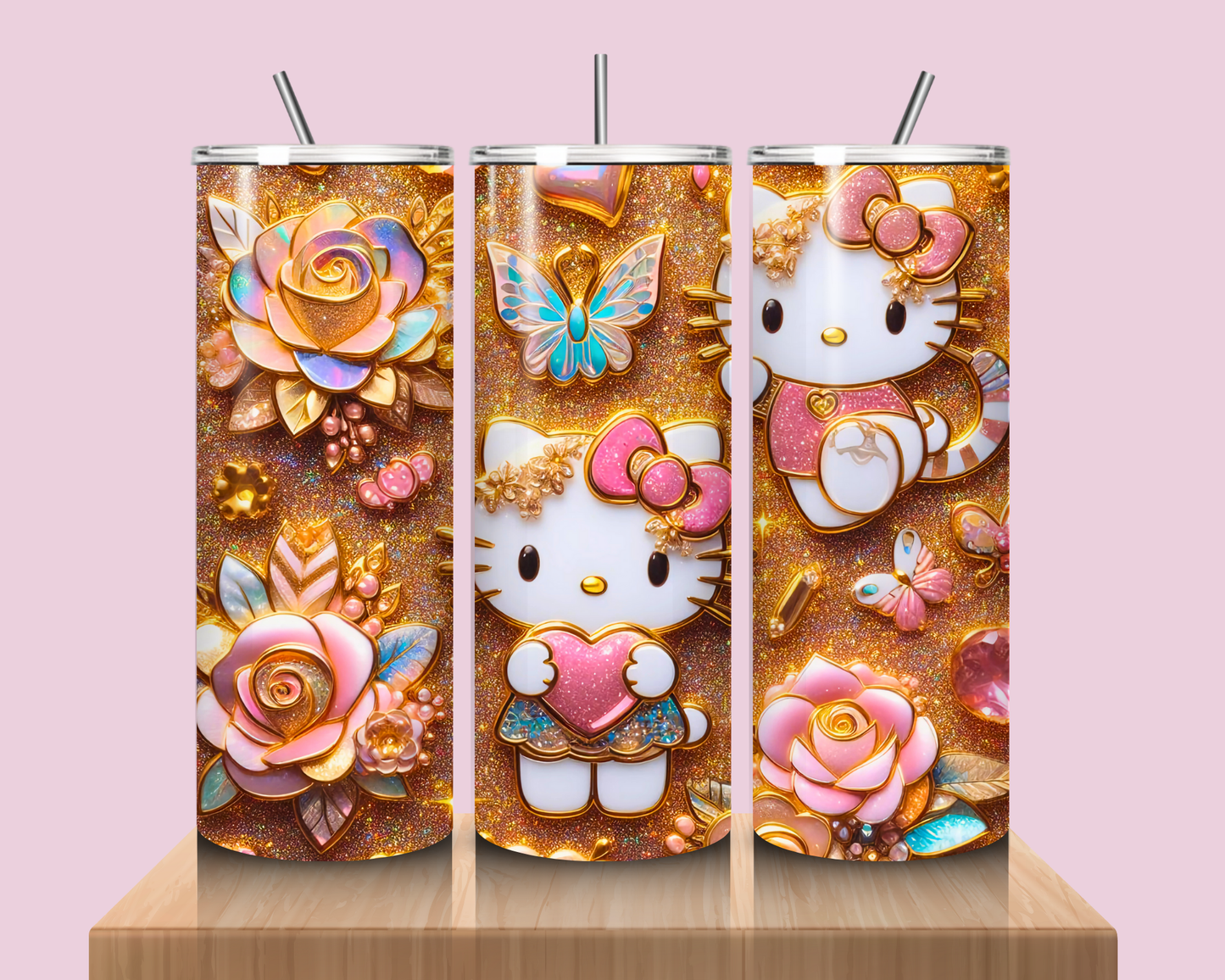 Gold Hello Kitty tumbler