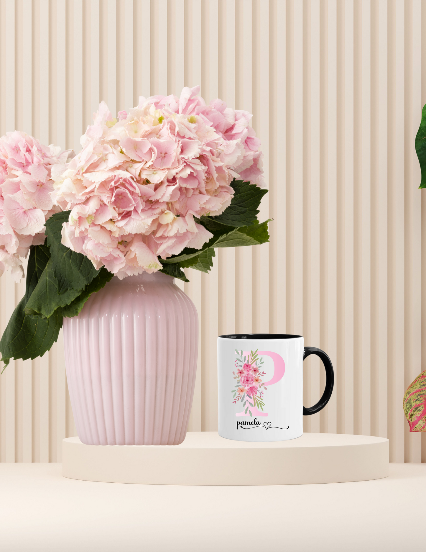 Flower letter & name mug